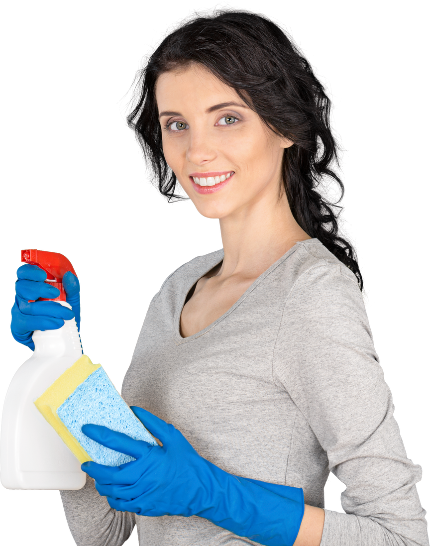 Woman with Cleaning Materials 